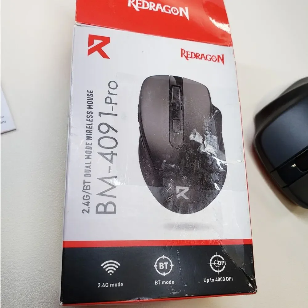 Redragon BM-4091-PRO Optical Mouse. Bluetooth & USB 2.4GHz. Black. 4000 DPI